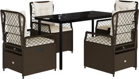 vidaXL Set mobilier de grădină, 5 piese, cu perne, maro, poliratan