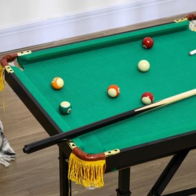 SPORTNOW Masă de Biliard Reglabilă pe Înălțime cu Accesorii, Masă din MDF și Oțel Carom, 140x60x55-75 cm, Verde | Aosom Romania