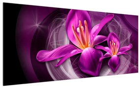 Tablou modern cu flori violete (120x50 cm), în 40 de alte dimensiuni noi