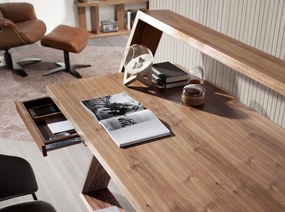 Birou elegant design LUX furnir de nuc si otel Office Walnut