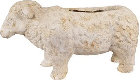 Jardinieră decorativă în formă de oaie, bej, stil country chic, 48x19x26 cm