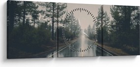 Tablou - Drum în ploaie (cu ceas) (90x30 cm)