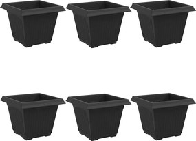 vidaXL Vază pătrată pentru flori 6 pcs Negru 38 x 38 x 30 cm Plastic