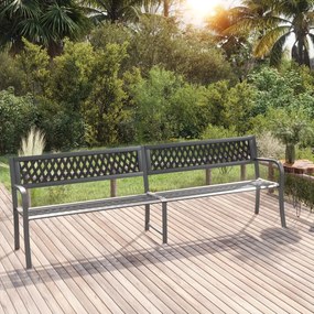 317132 vidaXL Bancă dublă de grădină, gri, 246 cm, oțel