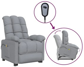 3100352 vidaXL Fotoliu de masaj rabatabil cu ridicare, gri deschis, textil