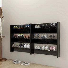 Pantofare de perete, 2 buc., negru, 80x18x90 cm, PAL 2, Negru, 80 x 18 x 90 cm, 1, 80 x 18 x 90 cm