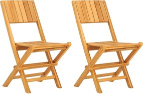 vidaXL Scaune de grădină pliante, 2 buc, 47x61x90 cm, lemn masiv tec
