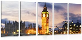 Tablou 5-piese Big Ben noaptea în Londra