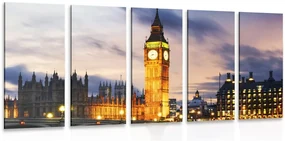 Tablou 5-piese Big Ben noaptea în Londra