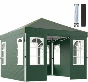 Outsunny Cort Pliabil 3x3 m Pop-up cu UPF50+ 4 Laterale Detașabile Înălțime Reglabilă și Husă de Transport Verde | Aosom Romania