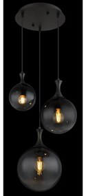 Lustra suspendata design modern DALTON 3L negru/fumuriu