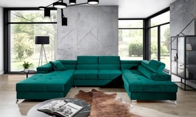 Canapea modulara, extensibila, cu spatiu pentru depozitare, 345x202x90 cm, Eduardo R03, Eltap (Culoare: Verde / Kronos 19)