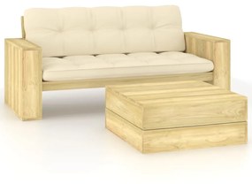 3065779 vidaXL Set mobilier de grădină cu perne, 2 piese, lemn de pin tratat