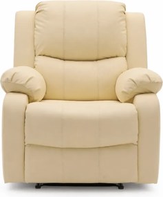 Fotoliu Masaj, Incalzire, rabatabil, sezut cu arcuri metalice, suport picioare extensibil, PU, Bej