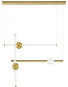 Lustra LED suspendata, dimabila, design modern Neutron auriu