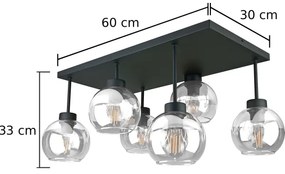 Lustră aplicată NESSA 6xE27/60W/230V negru/transparent
