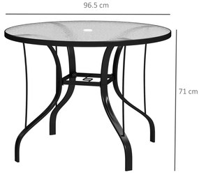Outsunny Masă Rotundă de Grădină pentru Maxim 4 Persoane cu Gaură pentru Umbrelă, Ø96,5x71 cm, Negru | Aosom Romania