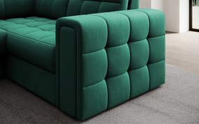 Coltar extensibil stanga 5 locuri ELTAP, LT-35LU, Blewett, 299x198x82 cm, lemn/poliester, verde inchis