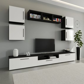 Living haaus V3, Negru/Alb Lucios, MDF, L 285 cm