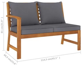 Set mobilier de gradina cu perne, 5 piese, lemn masiv acacia Morke gra, mijloc + colt + 2x banca + masa, 1