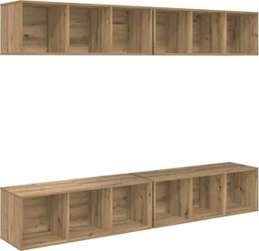 vidaXL Set comodă TV Pe perete 4 pcs Stejar Artizanal 37 x 37 x 107 cm