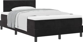 vidaXL Pat cu arcuri cu saltea cu headboard Negru 120 x 190 cm Catifea