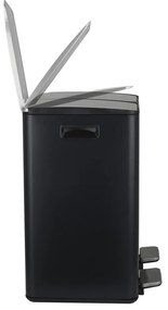 Coș de gunoi negru mat pentru reciclare/cu pedală 2x20 l din oțel Aliya – Spirella