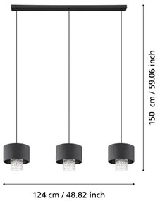 Lustră pe cablu Eglo 39978 SAPUARA 3xE27/40W/230V negru