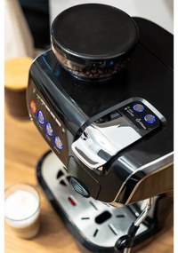 Espressor cu cafea boabe si capsule Oliver Voltz OV51171L8M, 2672W, 2 L, 5 adaptoare, 19 bar, Rasnita incorporata, Negru