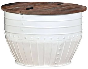 245254 vidaXL Măsuță de cafea în formă de butoi alb lemn masiv reciclat