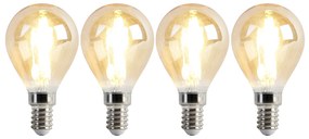 Set de 4 becuri LED E14 reglabile P45 auriu 3.5W 330lm 2100K
