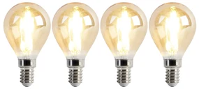 Set de 4 becuri LED E14 reglabile P45 auriu 3.5W 330lm 2100K
