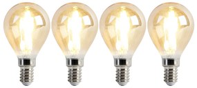 Set 4 becuri LED E14 reglabile P45 gold 3.5W 330 lm 2100K