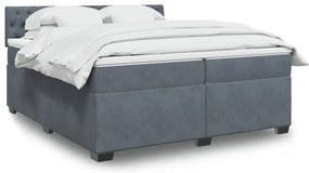 vidaXL Pat box spring cu saltea, gri închis, 200x200 cm, catifea