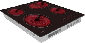 Plita ceramica incorporabila Crown PVT624DO.C, 6,6 kW, 4 zone, 9 trepte, Timer, Negru