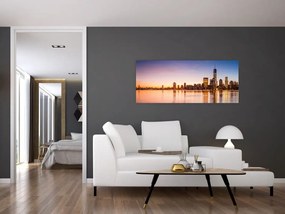 Tablou cu oraș în apus de soare (120x50 cm)