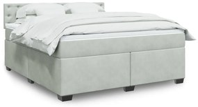 vidaXL Pat box spring cu saltea, gri deschis, 180x200 cm, catifea