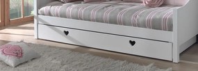 Set AMORI în alb format dintr-un Pat copii cabină (90 x 200 cm) și un sertar de Pat copii.
