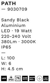Aplica LED iluminat ambiental perete exterior IP65 PATH negru, 100cm