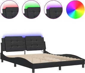 vidaXL Cadru de pat cu LED fără saltea, Zadar, negru, 160x200 cm