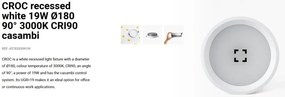Spot LED incastrabil recessed white 19W 18cm 90 grade 3000K CRI90 casambi
