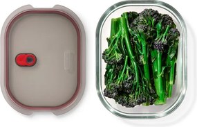 Cutie pentru alimente Black+Blum Stack+Nest FBGR-BX-L107, 1,2 l, dreptunghiulară, potrivită pentru cuptor, fără BPA, sticlă borosilicată, gri/roșu