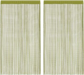 vidaXL Draperii cu franjuri, 2 buc., 100 x 250 cm, verde