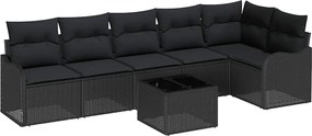 vidaXL Set de canapele pentru grădină cu pernă 7 pcs Bej Rattan poli