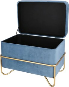 Set elegant Luna de taburete cu spatiu de depozitare, catifea si baza metalica aurie  2 piese