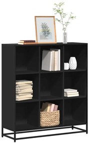 vidaXL Bibliotecă, negru, 97,5x33x107,5 cm, lemn prelucrat și metal