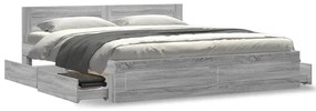 3295539 vidaXL Cadru de pat cu tăblie gri sonoma 200x200 cm lemn prelucrat