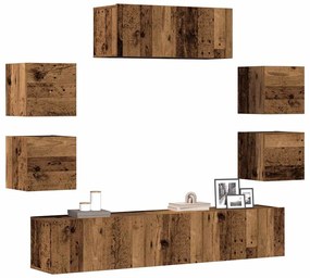 vidaXL Set dulap TV 7 piese montat pe perete lemn vechi lemn prelucrat