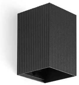 Aplica perete aluminiu striat negru, 1xGU10, LUNE square