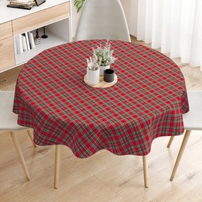 Goldea față de masă decorativă loneta - carouri mari roșii - rotundă Ø 120 cm